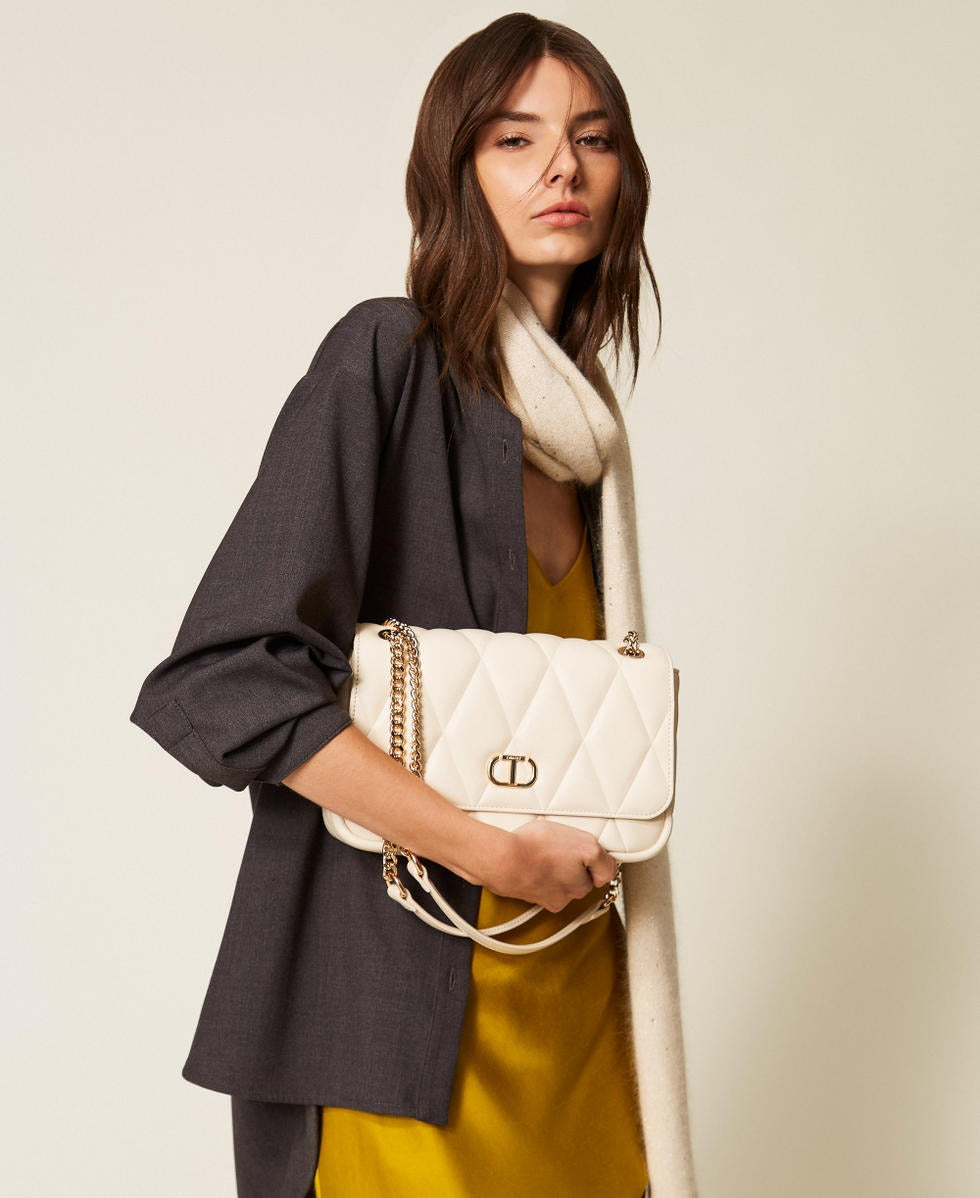TWINSET  Borsa Donna Media Trapuntata ecoPelle 252TB7053 Parchment