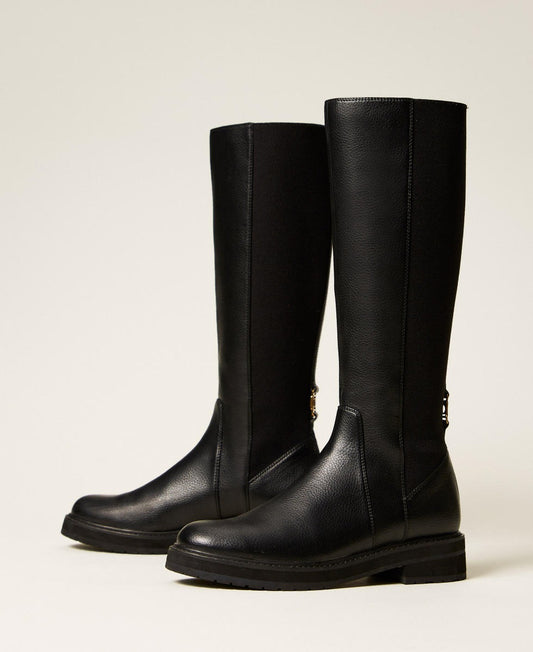 TWINSET Stivali alti Donna con Elastico 252TGT120 Nero