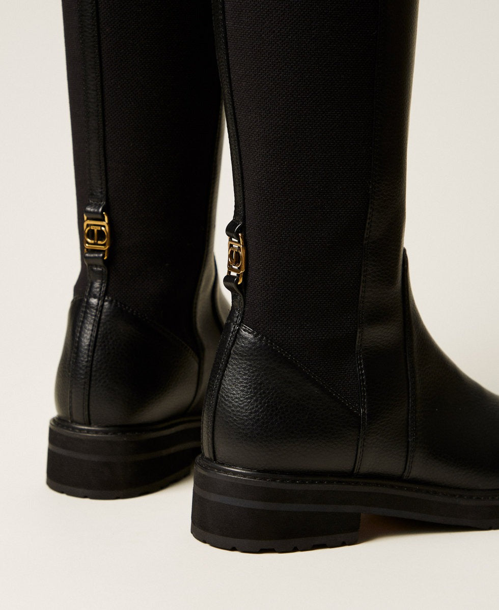 TWINSET Stivali alti Donna con Elastico 252TGT120 Nero
