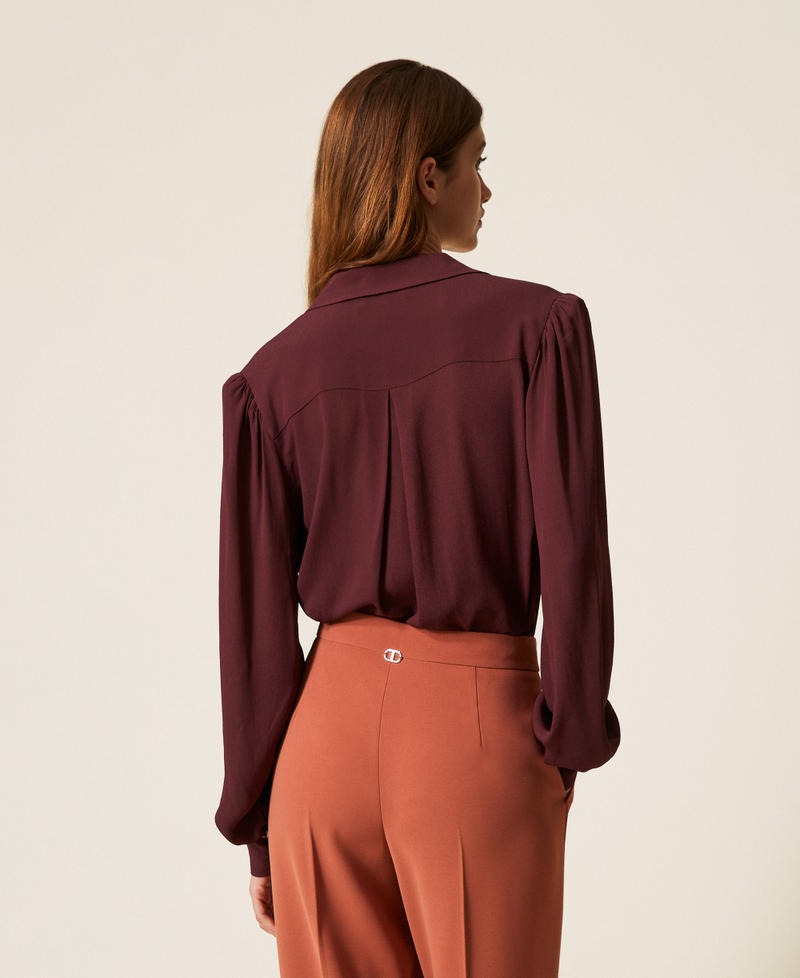 TWINSET Blusa Donna con arricciature e catena Oval T 252TP2291 Winetasting