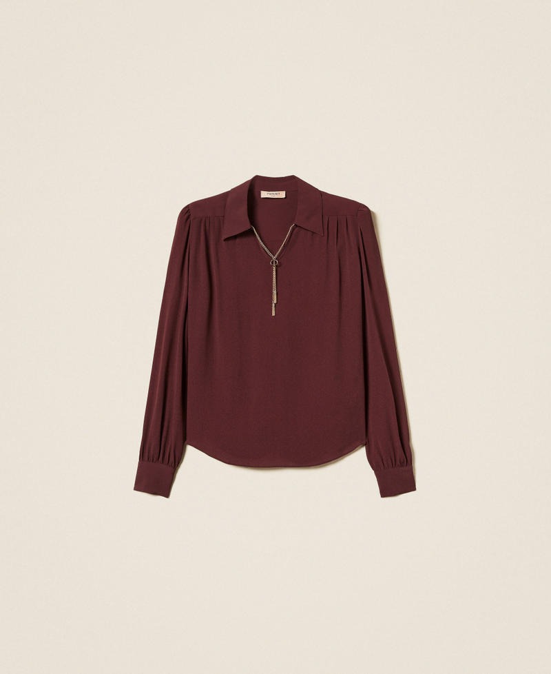 TWINSET Blusa Donna con arricciature e catena Oval T 252TP2291 Winetasting