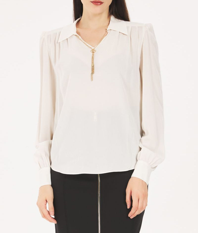 TWINSET Blusa Donna  con arricciature e catena Oval T 252TP2291 Giglio