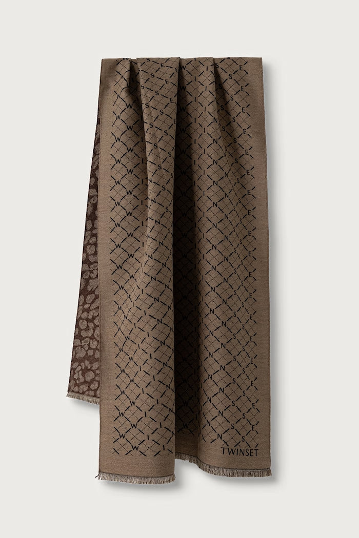 TWINSET Stola Donna Jacquard 262TA4300 Canapa Dark Coffe