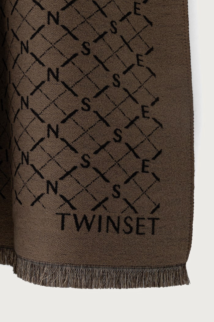 TWINSET Stola Donna Jacquard 262TA4300 Canapa Dark Coffe
