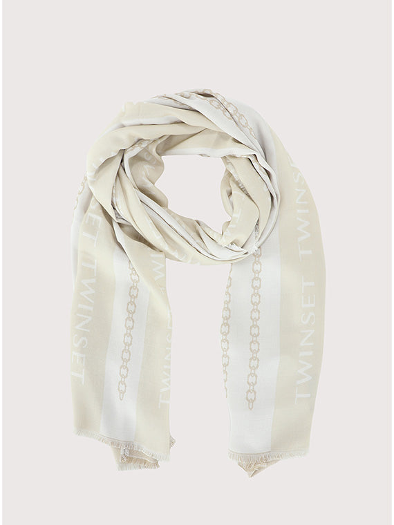 TWINSET Stola Donna Jacquard 262TA4350 Parchment Giglio