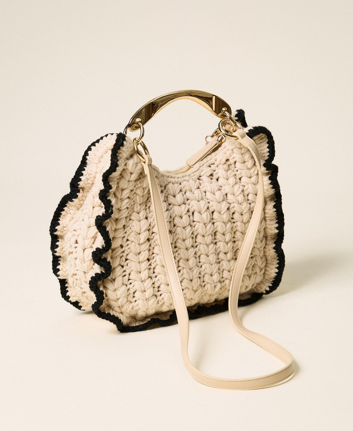 TWINSET Borsa Donna Hobo 262TB7290 Parchment Nero