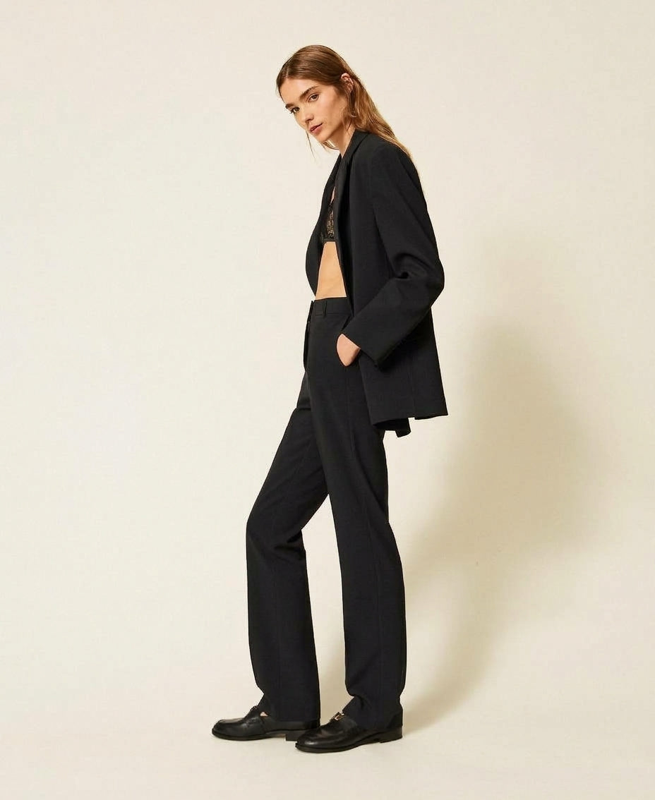 TWINSET Pantaloni a sigaretta con tasche 262TF2011 Nero