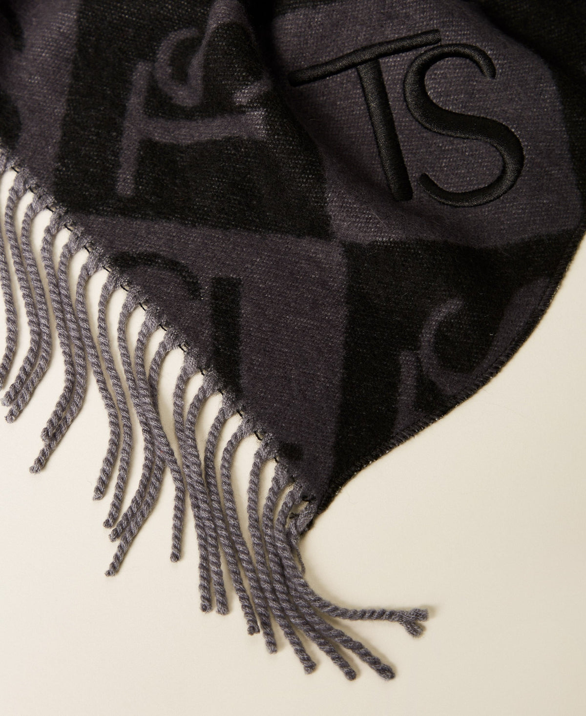 TWINSET Stola jacquard a rombi con logo 262TO5460 Grigio Melange