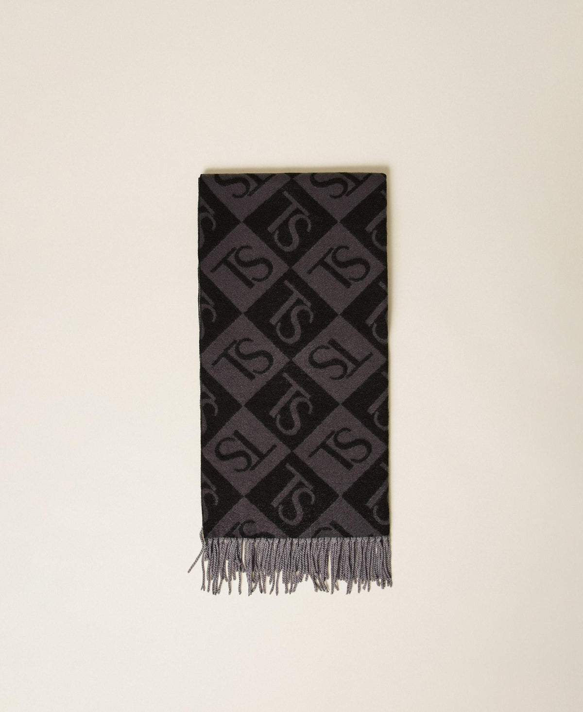 TWINSET Stola jacquard a rombi con logo 262TO5460 Grigio Melange