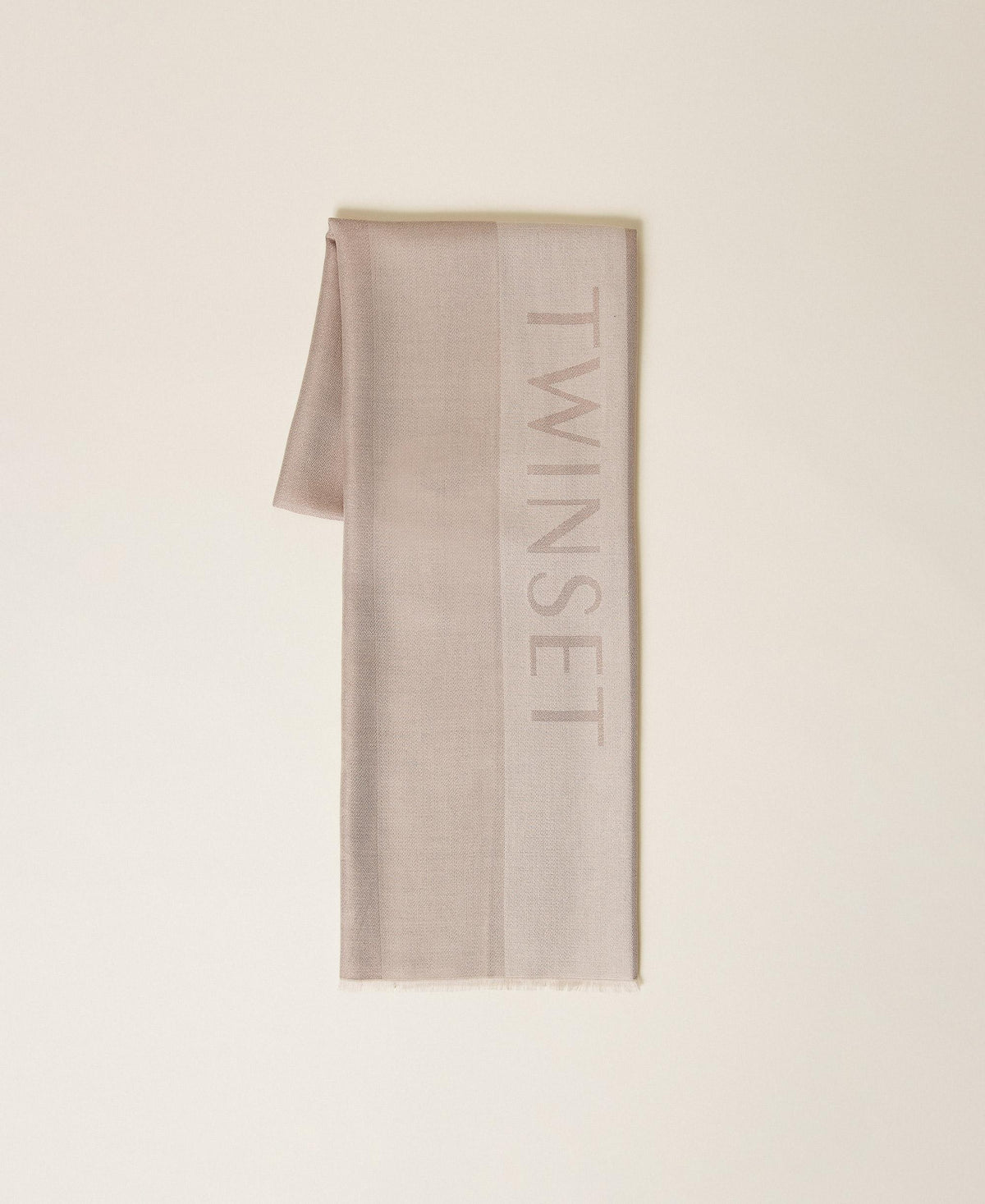 TWINSET Stola Donna Jacquard con logo 262TO5490 Mastice