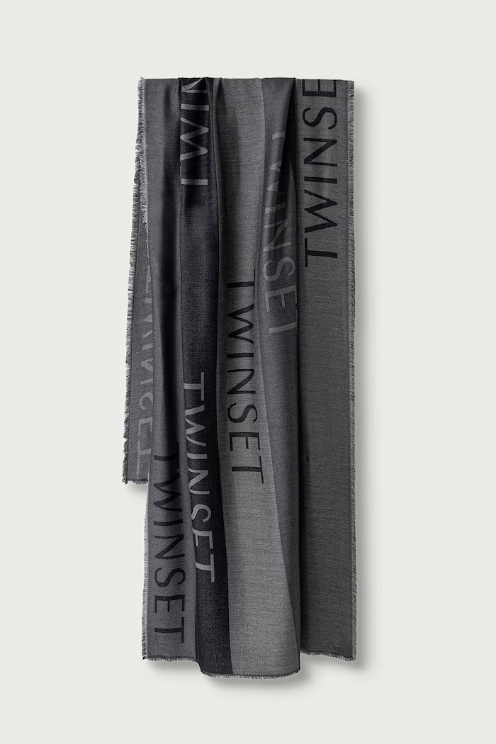 TWINSET Stola Donna Jacquard con logo 262TO5490 Nero