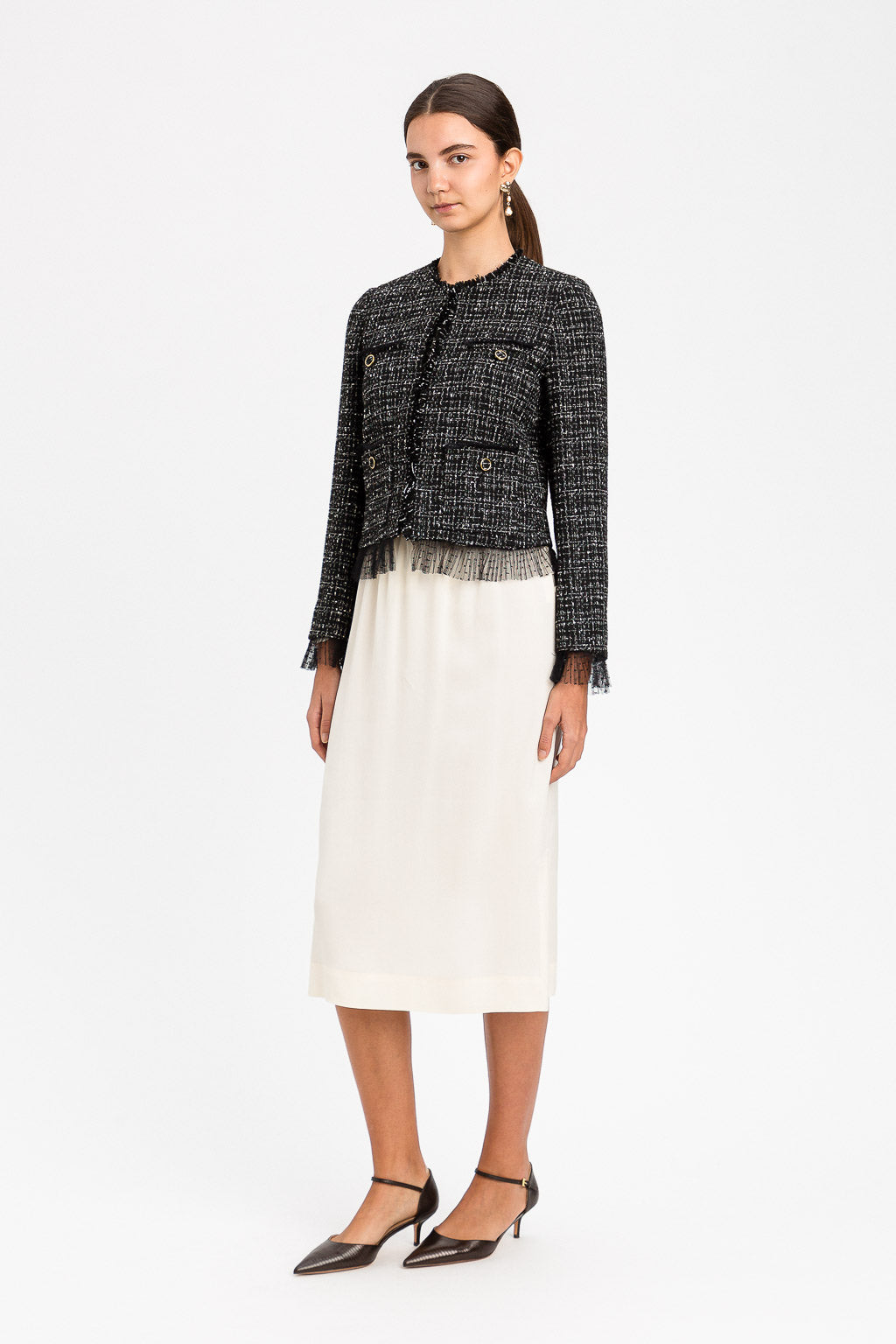 TWINSET Giacca boucle in tulle plumetis 262TP2080 Boucle Nero Giglio
