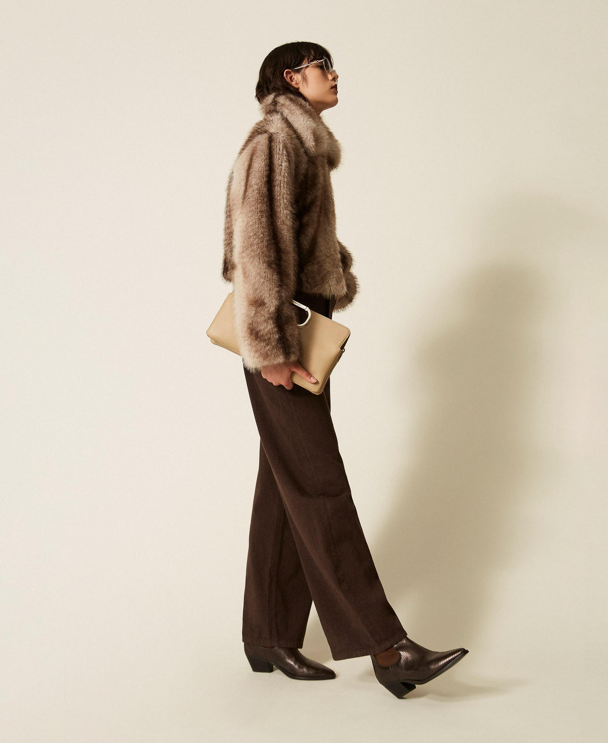 TWINSET Giacca in faux fur a stampa sfumata 262TP2240 Casha Brown