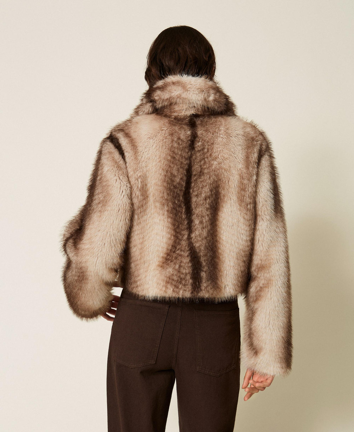 TWINSET Giacca in faux fur a stampa sfumata 262TP2240 Casha Brown