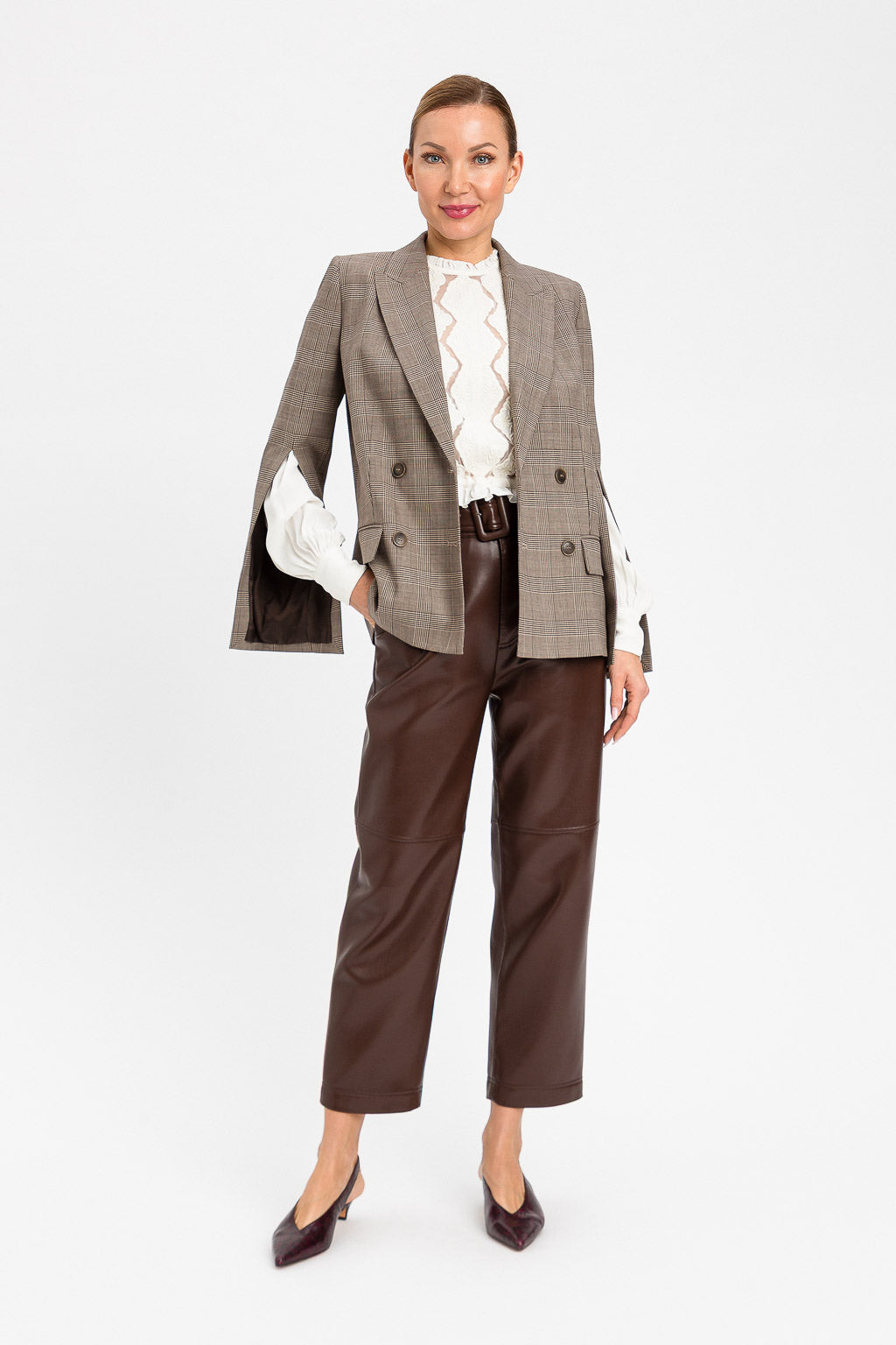 TWINSET Blazer principe di Galles 262TP2805 Brown Parchemnt