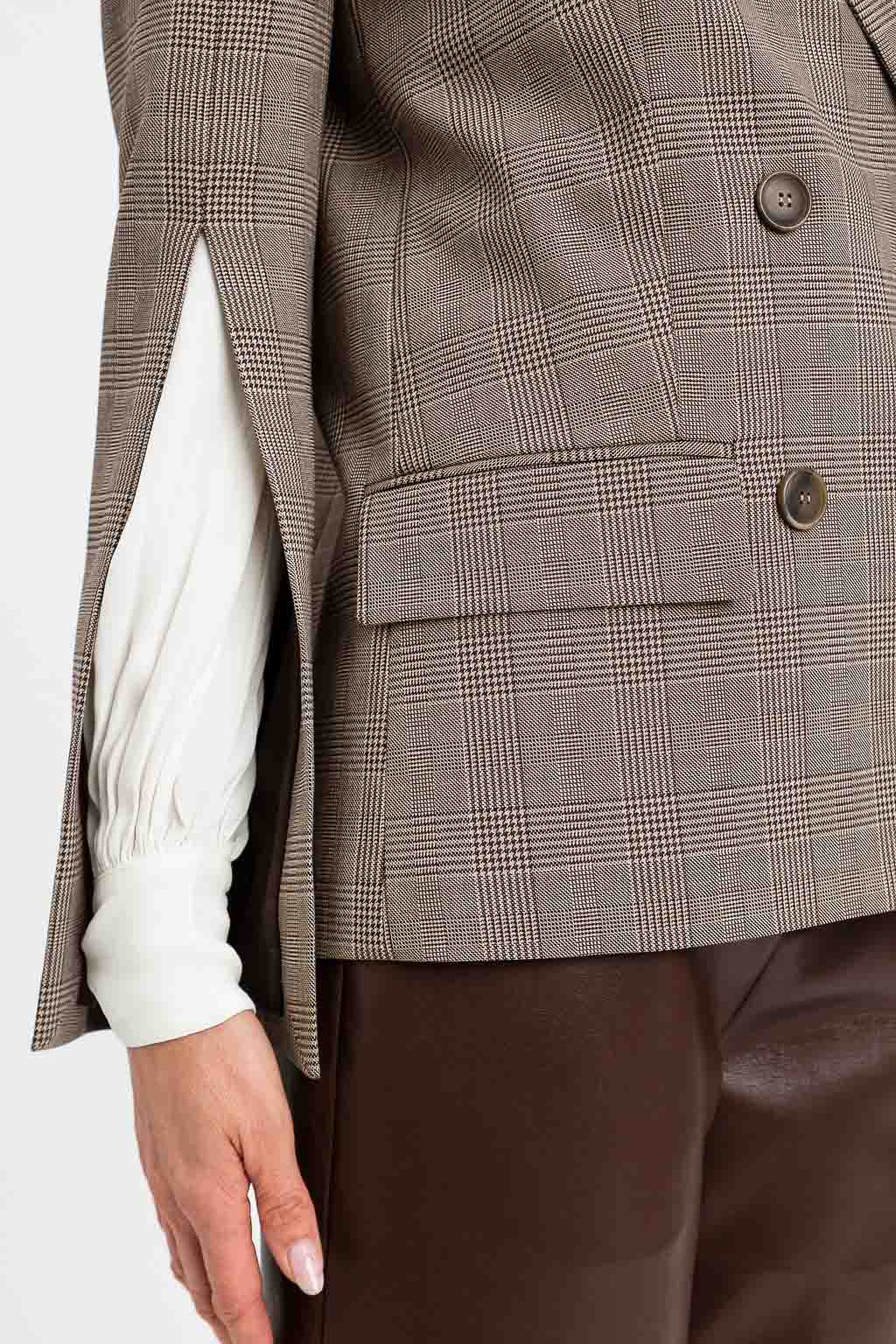 TWINSET Blazer principe di Galles 262TP2805 Brown Parchemnt
