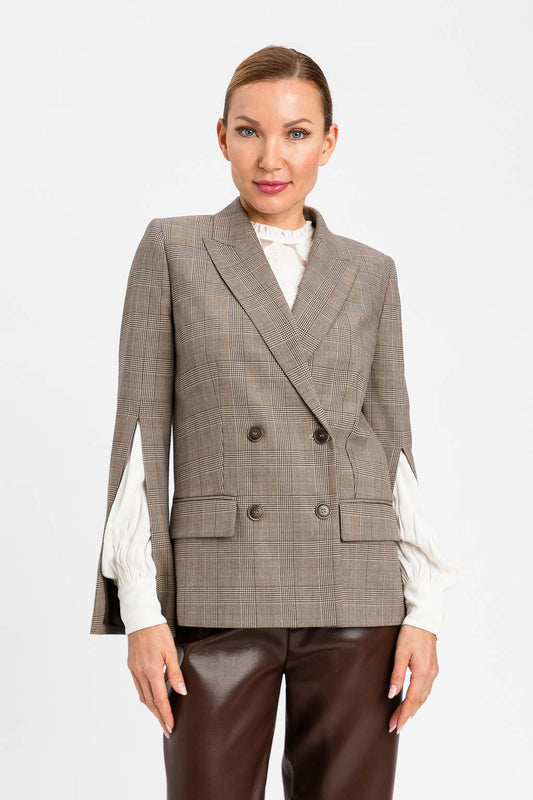 TWINSET Blazer principe di Galles 262TP2805 Brown Parchemnt