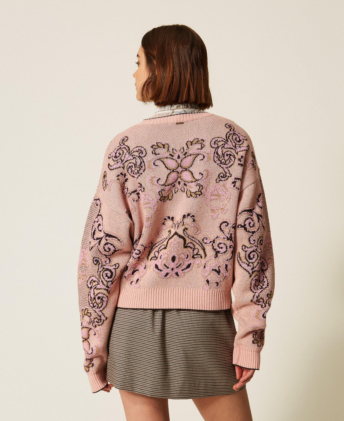 TWINSET Maglia in misto lana jacquard 262TP3483 Jacquard Peachy Keen