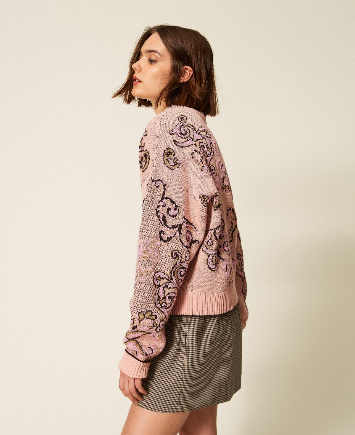 TWINSET Maglia in misto lana jacquard 262TP3483 Jacquard Peachy Keen