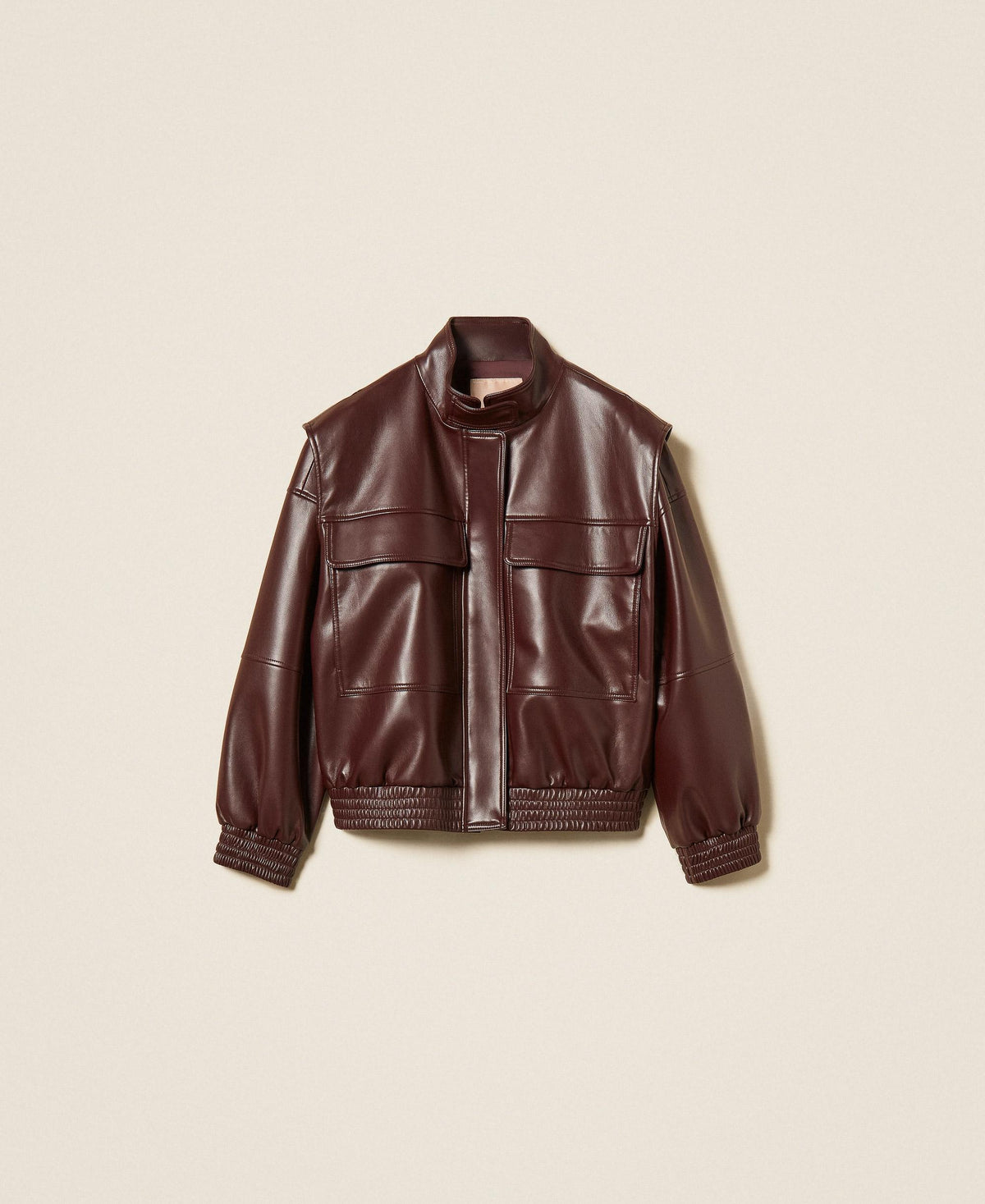 TWINSET Bomber effetto pelle con tasche 262TT2060 Bordeaux