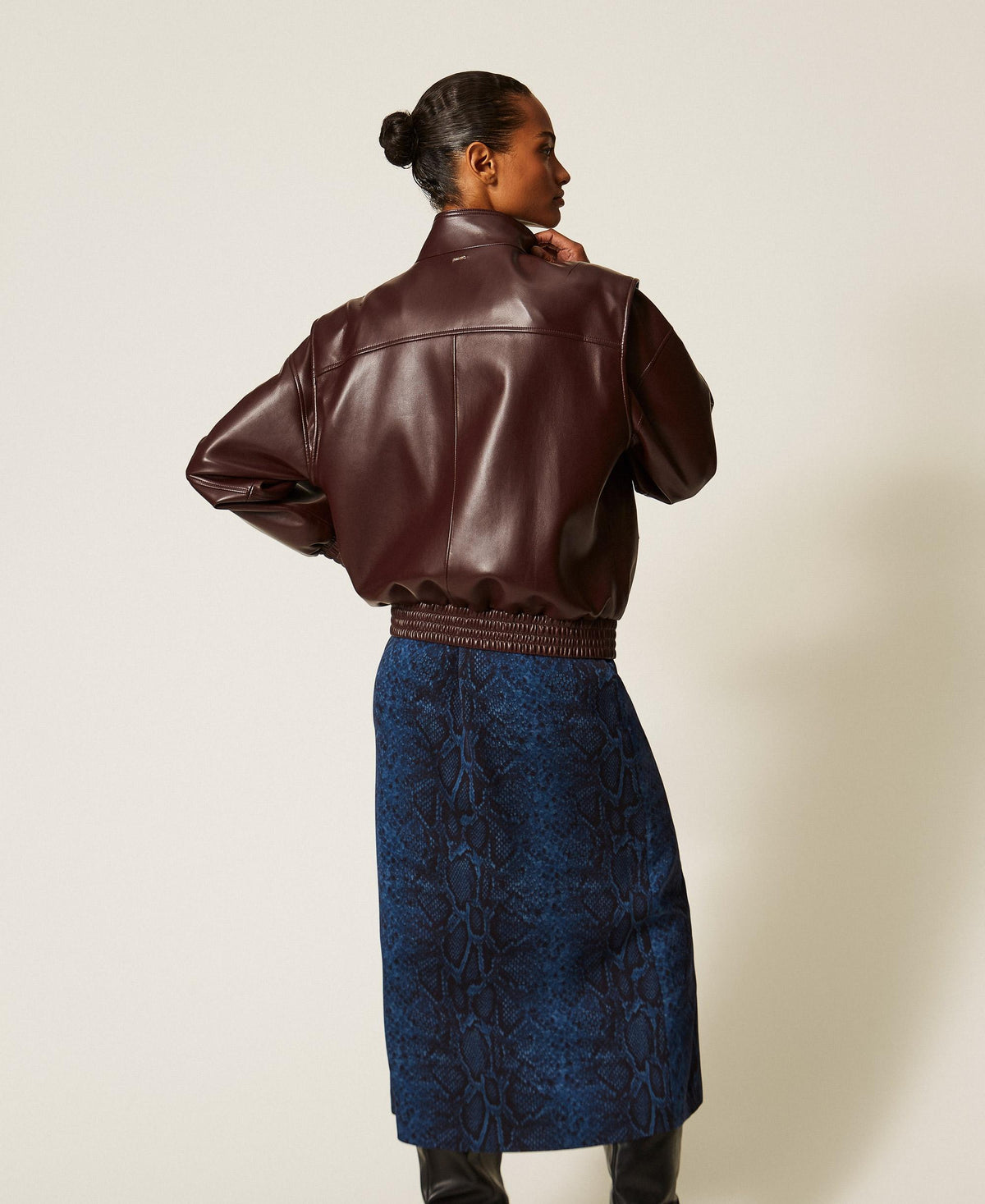 TWINSET Bomber effetto pelle con tasche 262TT2060 Bordeaux