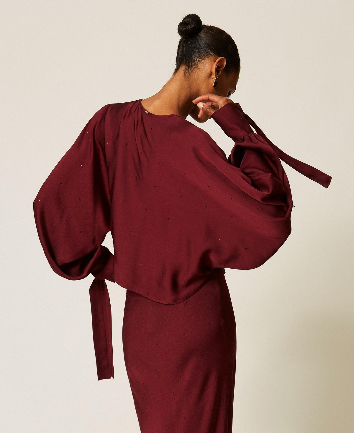 TWINSET Coprispalle in raso con strass 262TT2074 Bordeaux