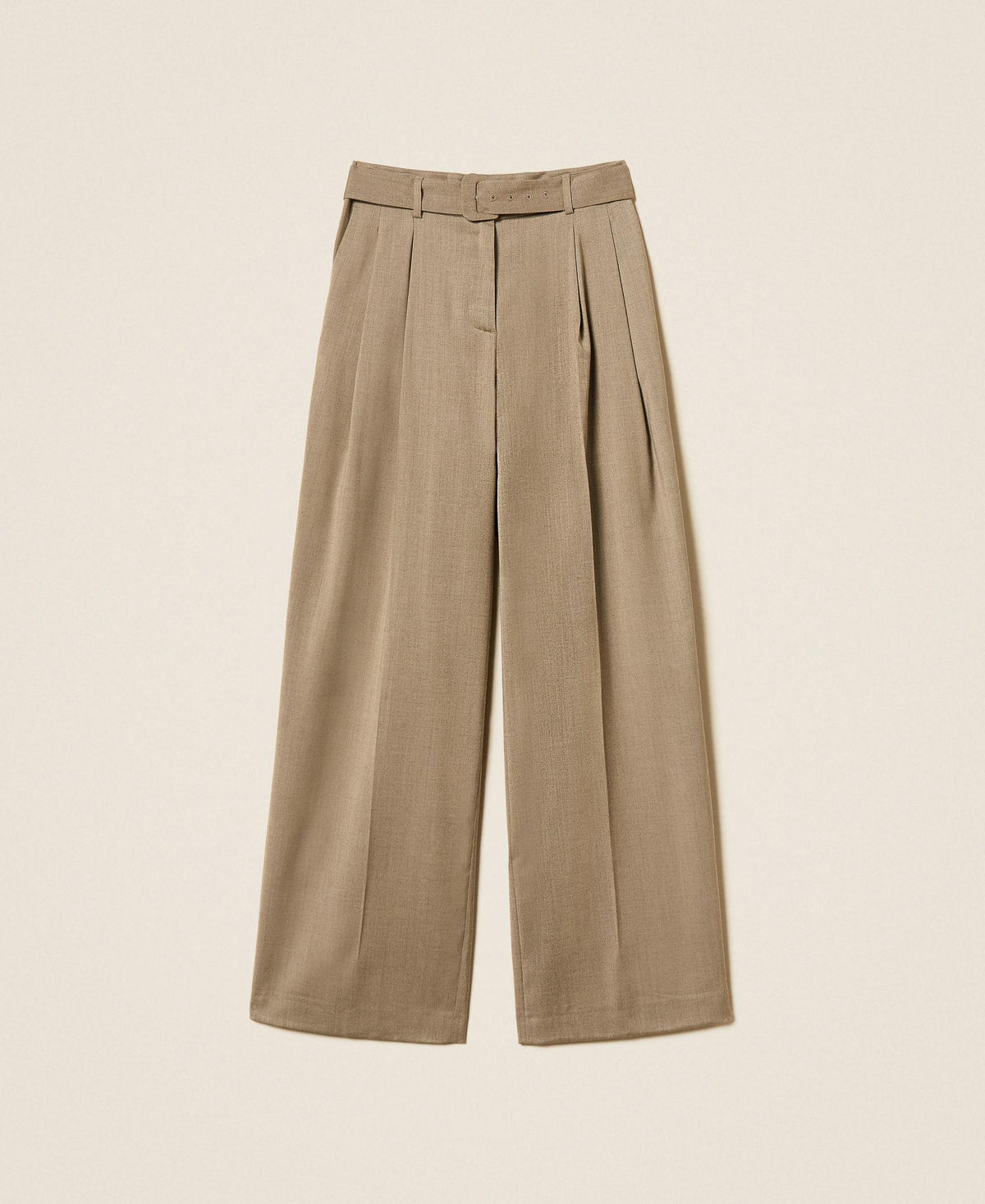 TWINSET Pantaloni a palazzo in raso opaco 262TT2220 Mastice