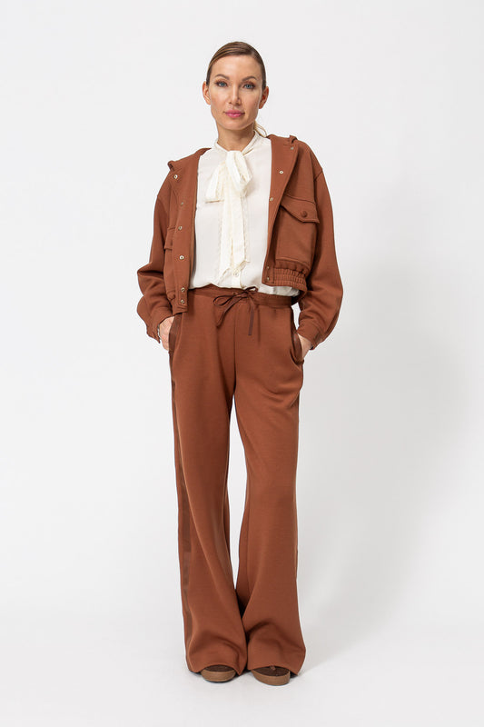 TWINSET Bomber Twinset in misto viscosa con cappuccio e tasche a toppa 262TT2342 Nut