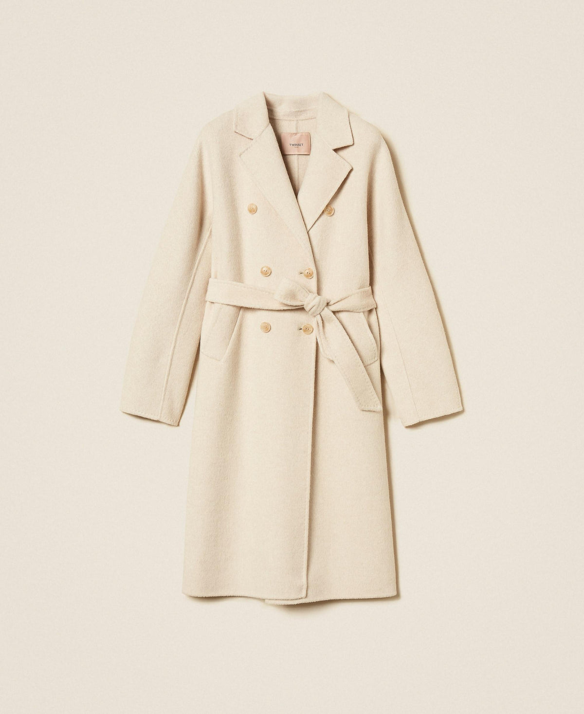 TWINSET Cappotto in panno di misto lana 262TT2470 Ivory