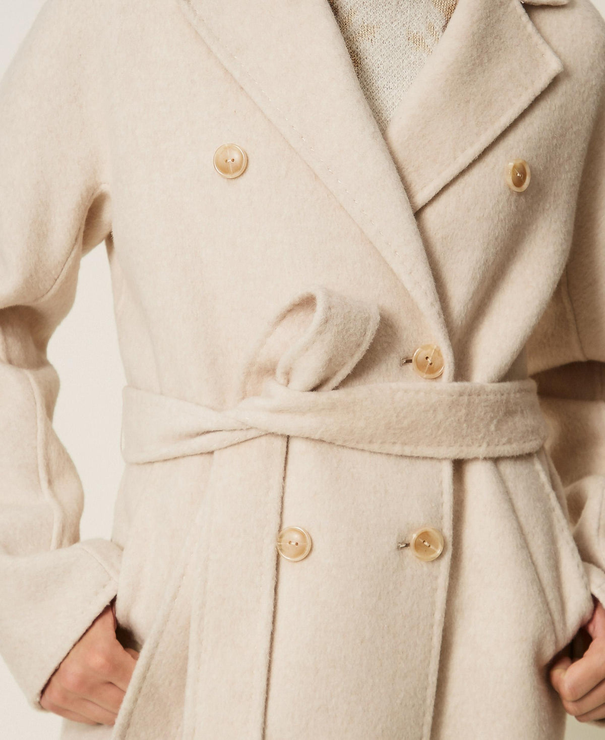 TWINSET Cappotto in panno di misto lana 262TT2470 Ivory