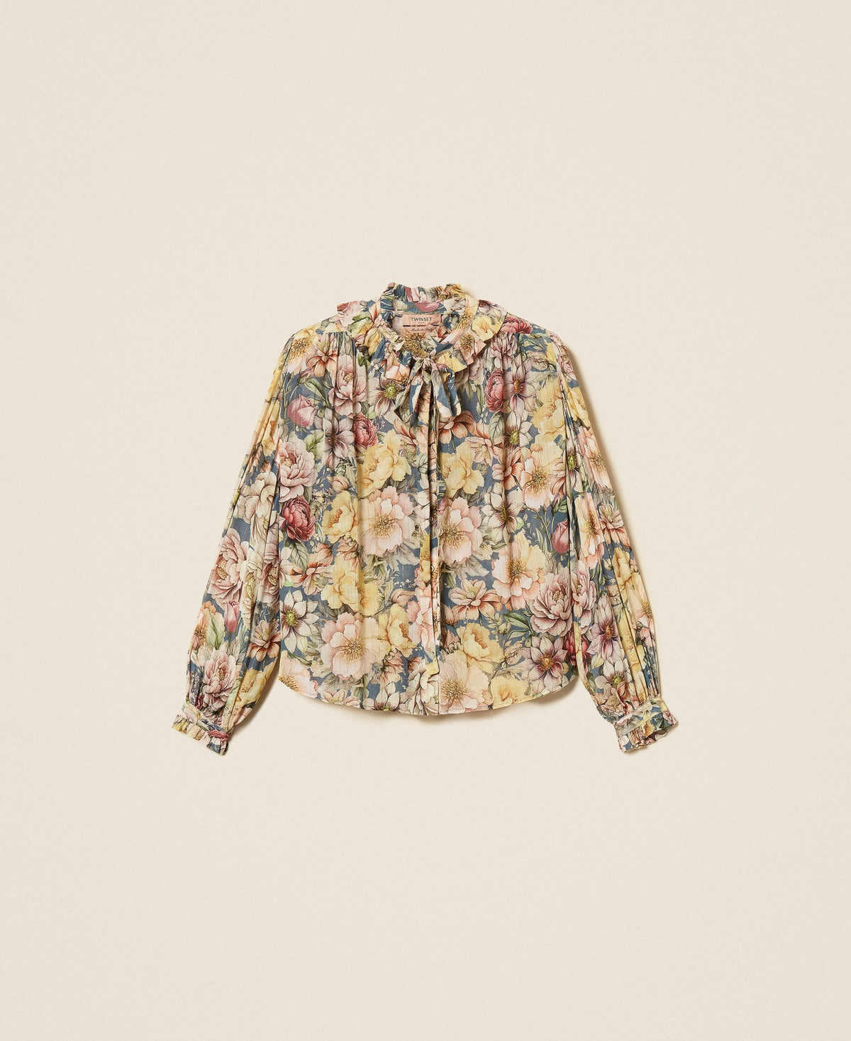 TWINSET Camicia in creponne a fiori 262TT2611 Indigo Multicolor