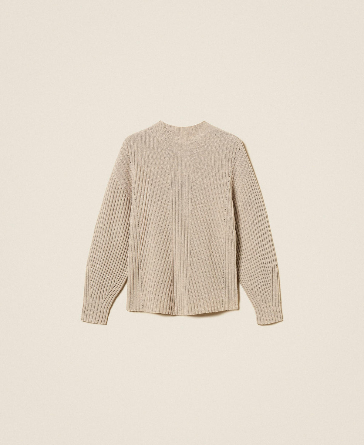 TWINSET Maglia di misto lana con lurex 262TT3073 Mastice Chiaro Argento