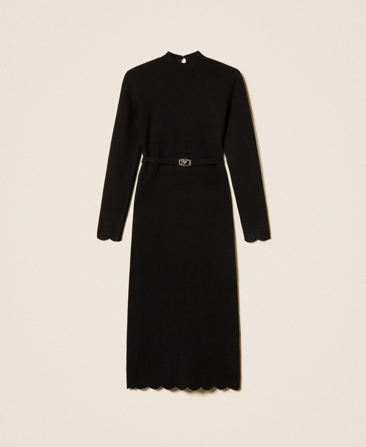 TWINSET Abito lungo in maglia con cintura 262TT3130 Nero
