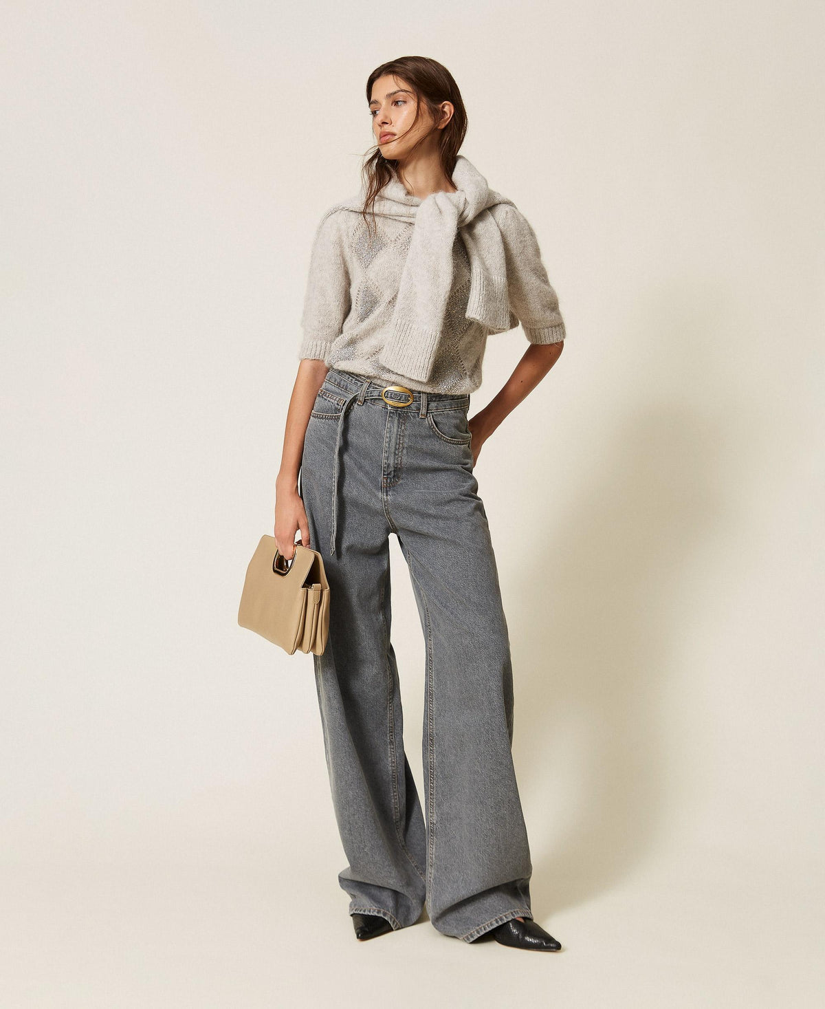 TWINSET Maglia di misto lana con lurex 262TT3171 Grigio Chiaro Melange