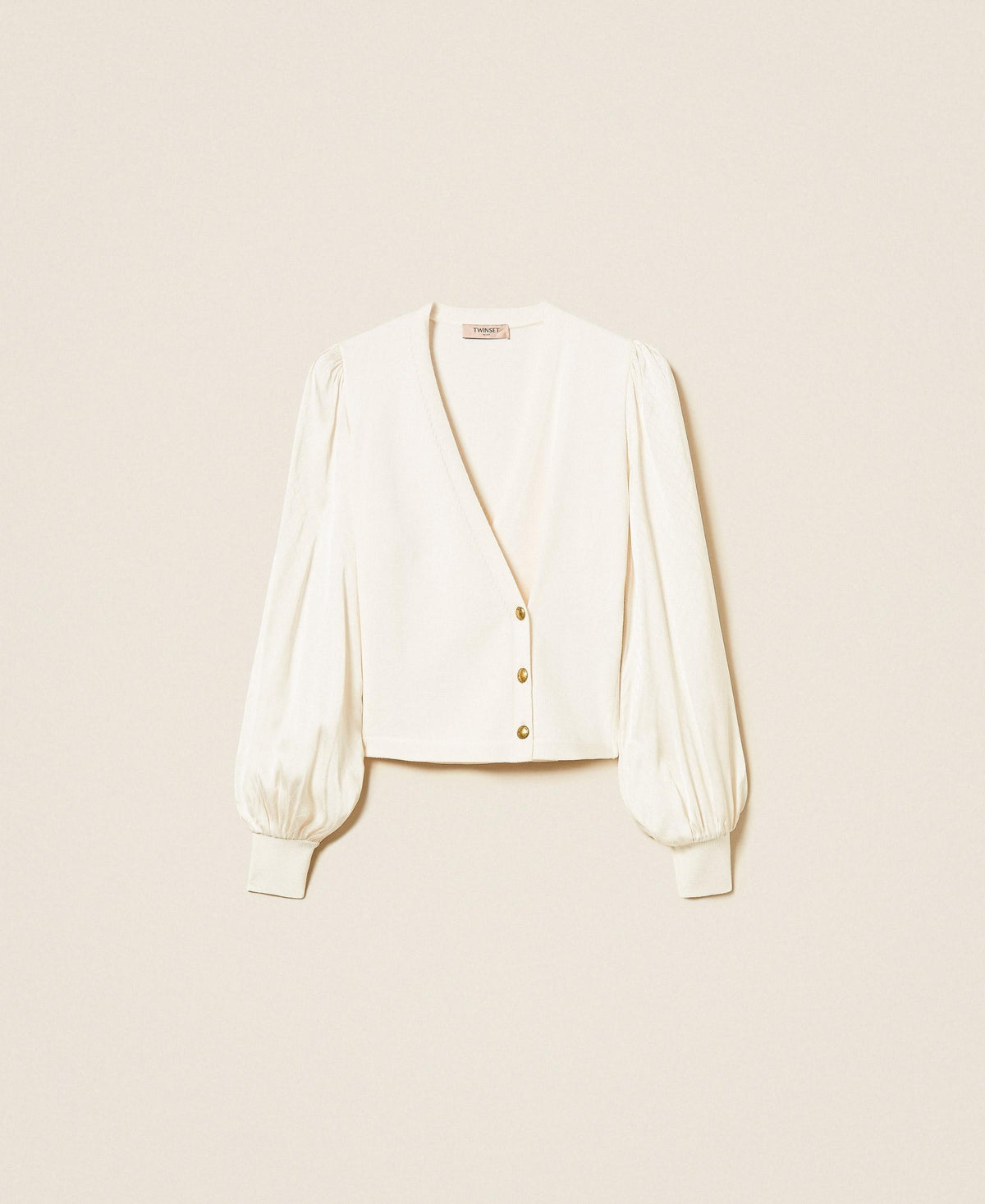 TWINSET Maglia con maniche in tessuto jacquard 262TT3361 Madreperla