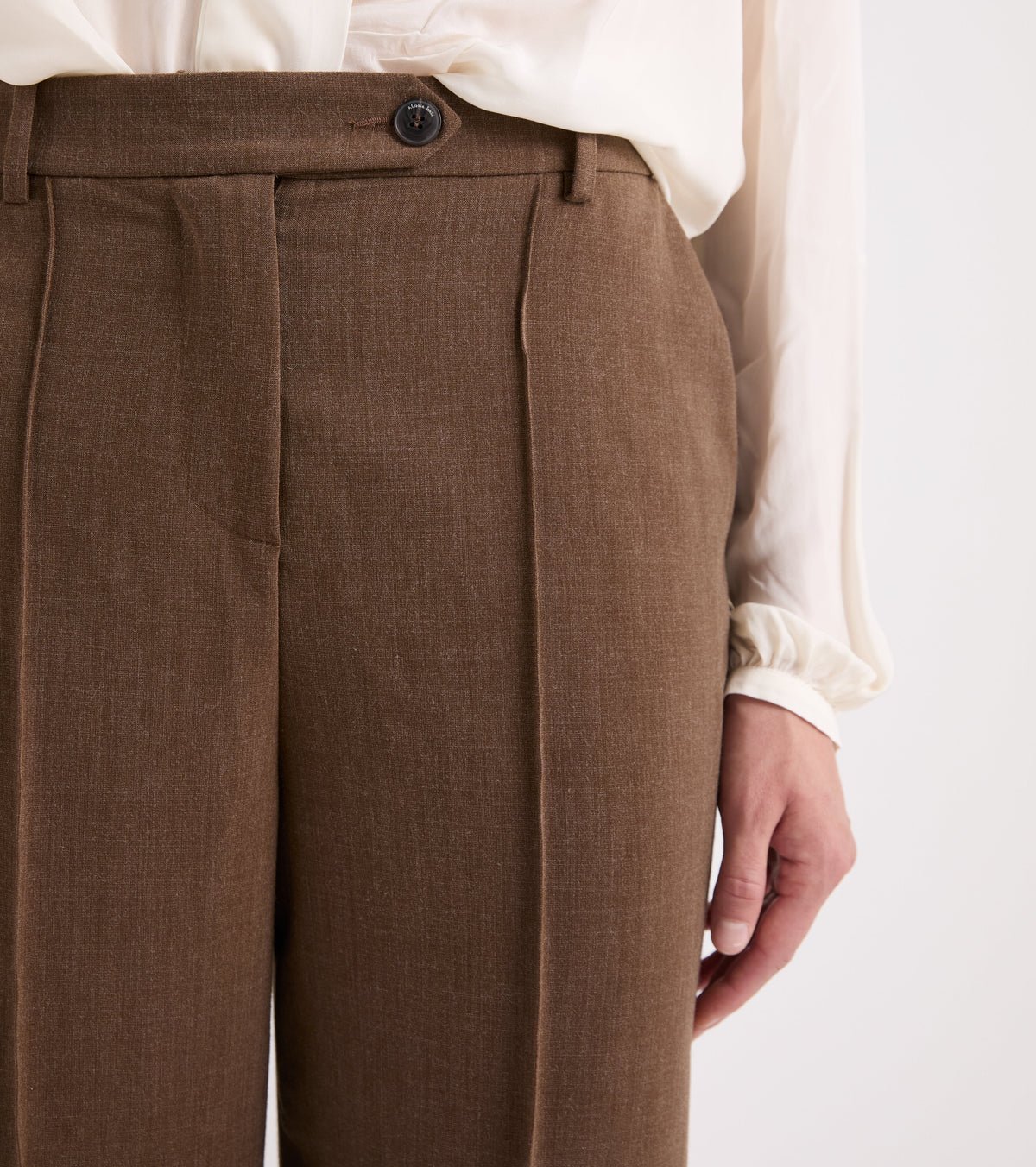 ALESSIA SANTI Pantaloni wide leg con risvolto 621SD25016 Cognac