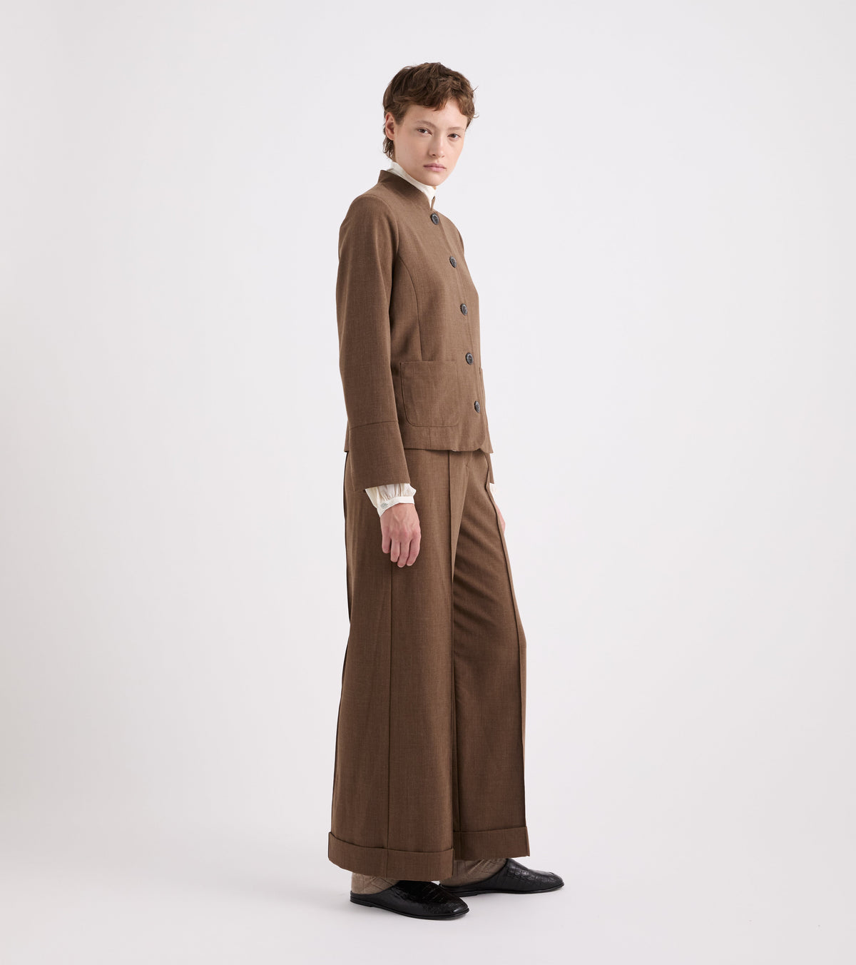 ALESSIA SANTI Pantaloni wide leg con risvolto 621SD25016 Cognac