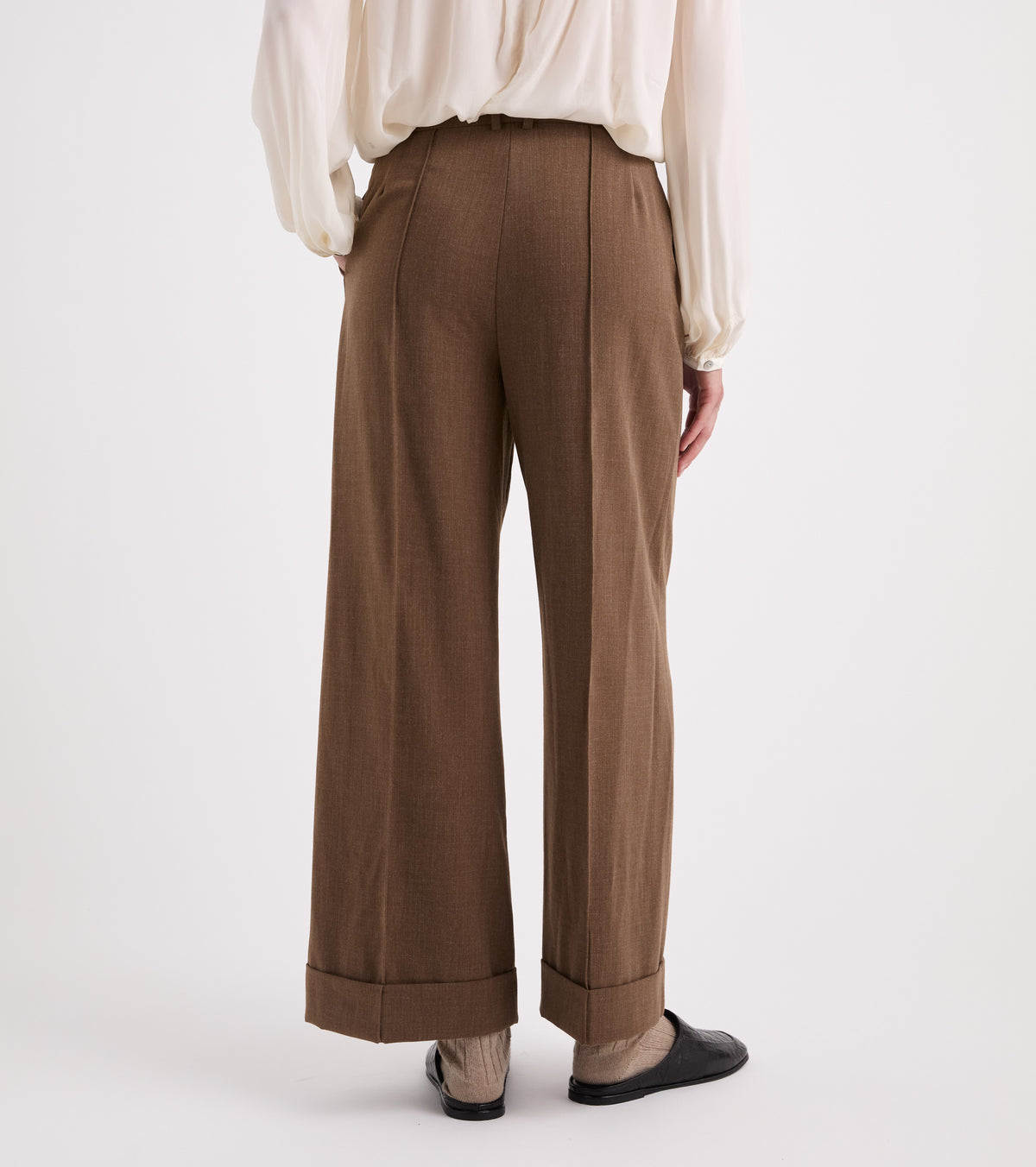 ALESSIA SANTI Pantaloni wide leg con risvolto 621SD25016 Cognac