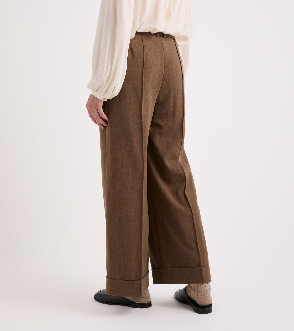 ALESSIA SANTI Pantaloni wide leg con risvolto 621SD25016 Cognac