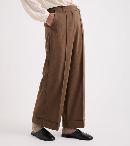 ALESSIA SANTI Pantaloni wide leg con risvolto 621SD25016 Cognac