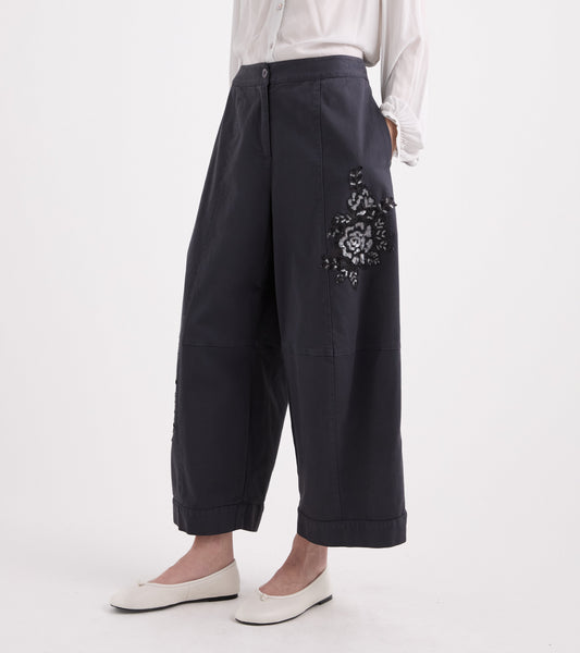 ALESSIA SANTI Pantaloni balloon con Ricamo 621SD25042 Lavagna