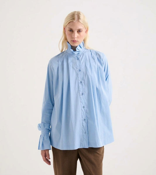 ALESSIA SANTI Camicia stretch con collo alto 621SD45035 Glass Celeste