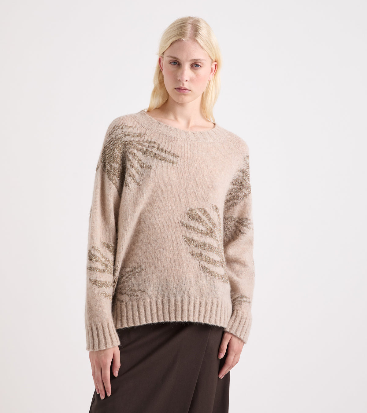 ALESSIA SANTI Maglia in misto lana con scollo a barca 621SD53056 Beige Corda