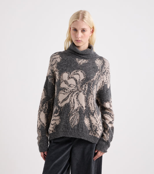 ALESSIA SANTI Maglia dolcevita in alpaca jacquard 621SD53077 Grigio Beige