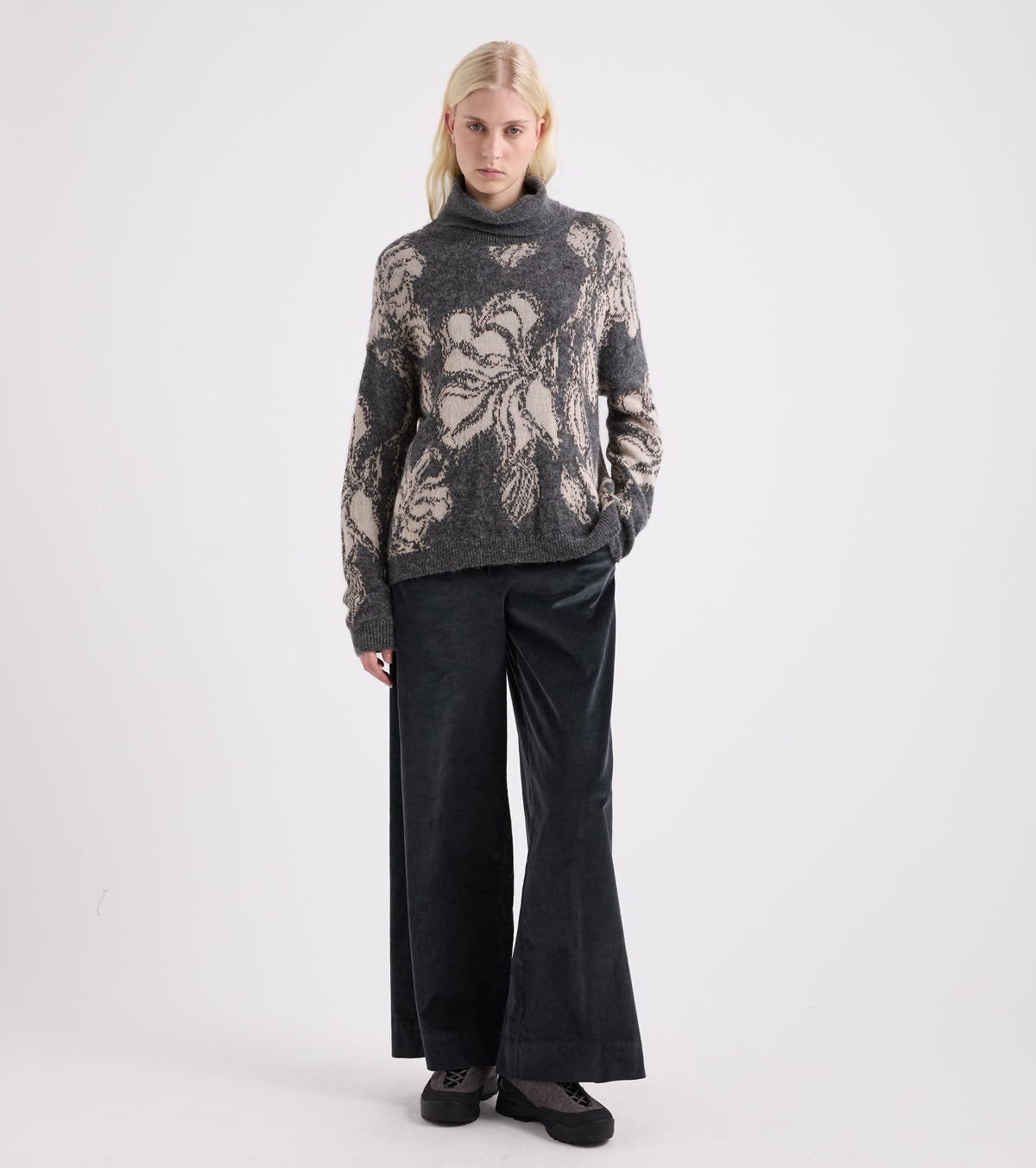 ALESSIA SANTI Maglia dolcevita in alpaca jacquard 621SD53077 Grigio Beige