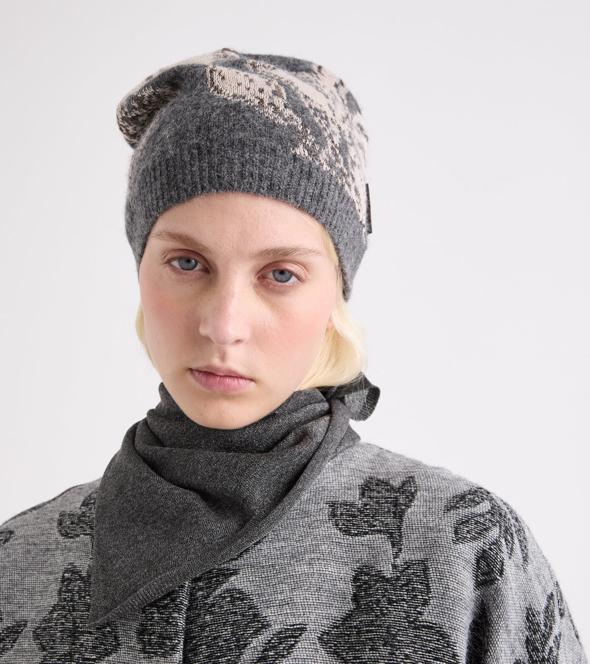 ALESSIA SANTI Berretto beanie in cotone e alpaca 621SD93003 Grigio Beige