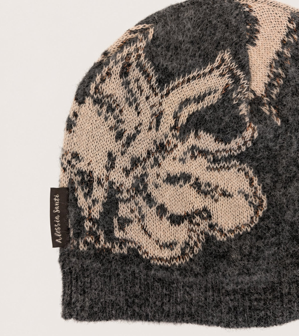 ALESSIA SANTI Berretto beanie in cotone e alpaca 621SD93003 Grigio Beige