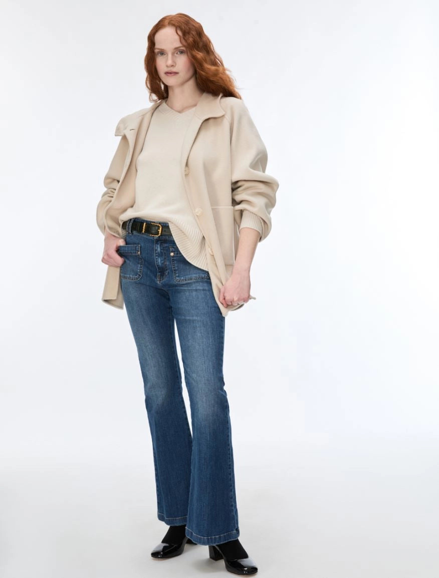 I BLUES Giacca Donna con cappuccio IBLORTENSIA Bianco Lana