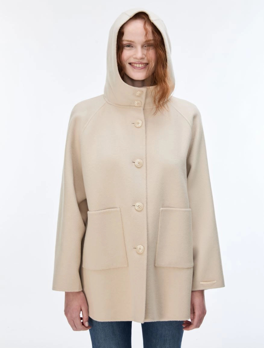 I BLUES Giacca Donna con cappuccio IBLORTENSIA Bianco Lana