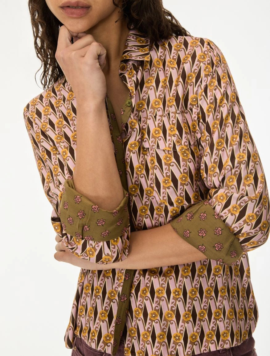 I BLUES Camicia Donna reversibile IBLICONICO Rosa Pastello Dis Geometrico